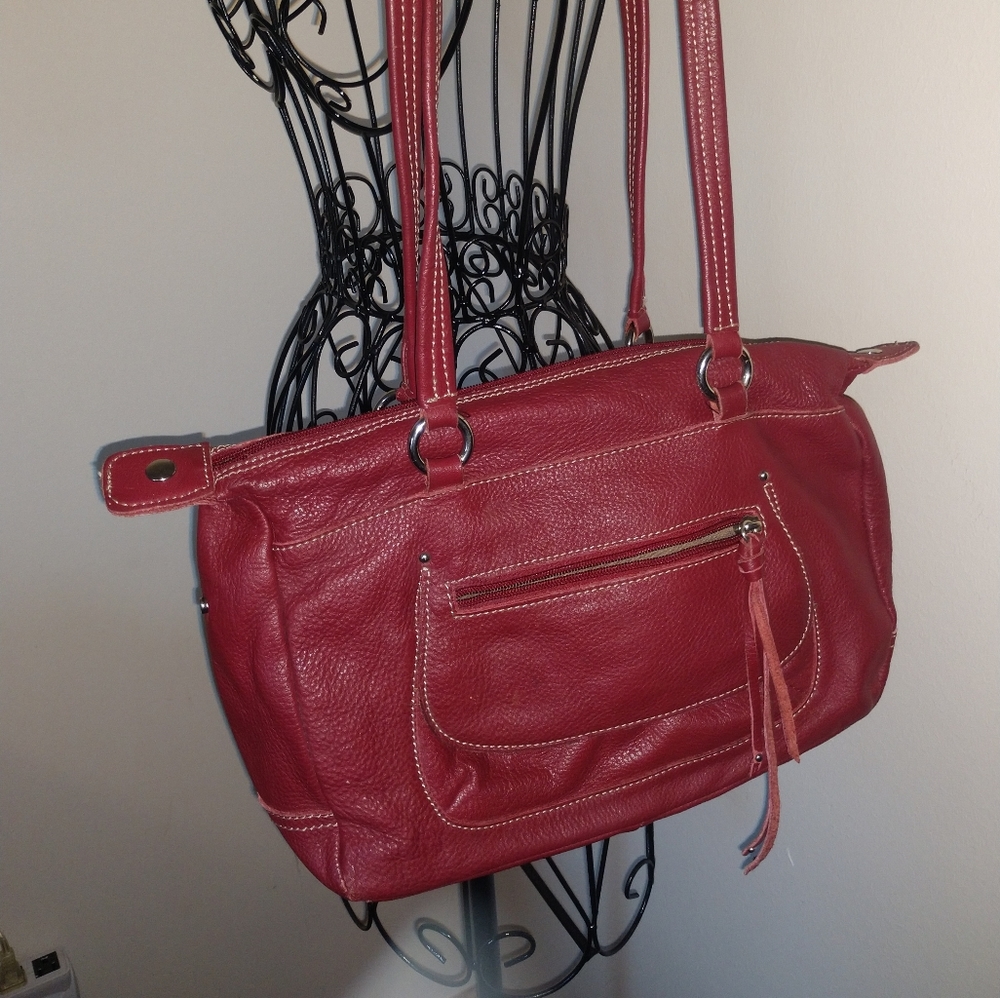 Red leather Stone Mountain purse
